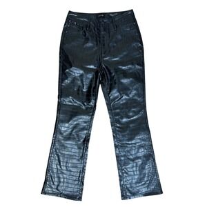 JOE'S Jeans Black Croc Embossed Faux Leather Bootcut Ankle Pants Size‎ Small